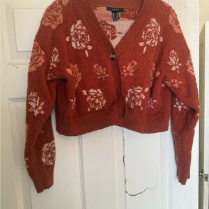 Forever 21 Rust Floral Cardigan